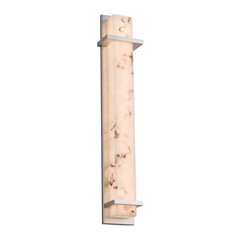Justice Design LumenAria Monolith Brushed Nickel 36-inch LED Wall Sconce, Faux Alabaster Shade