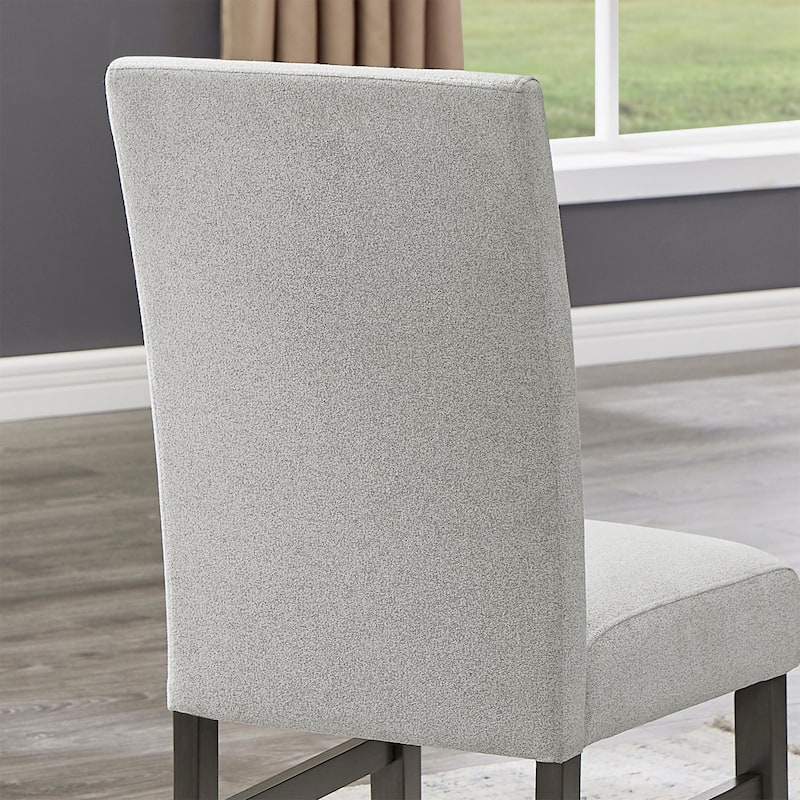 Selena Set of 2, Light Gray Fabric Parsons Dining Side Chairs with Gray Wood Legs