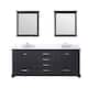 Dukes 80 in. W x 22 in. D Navy Blue Double Bath Vanity, Carrara Marble Top, Faucet Set, and 30 in. Mirrors
