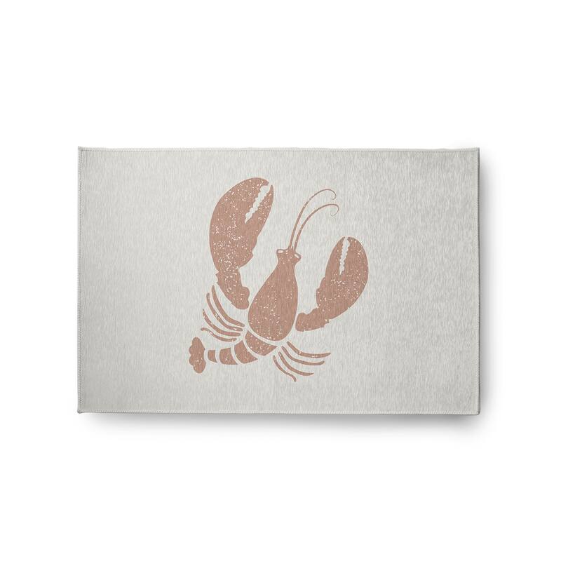 Lobster Nautical Chenille Rug - Mauve and White - 2' x 3'