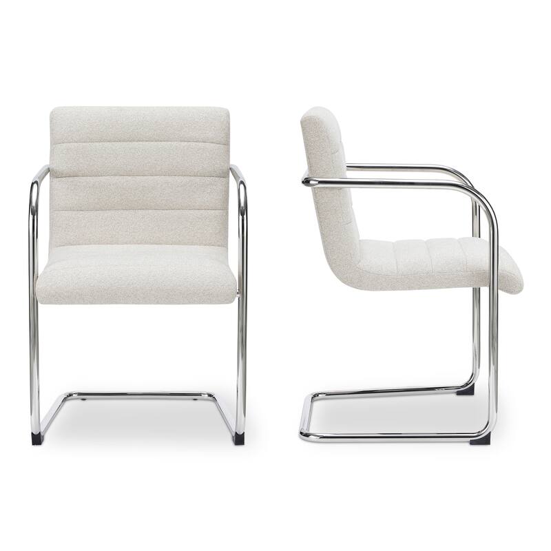 Title: NADAAL STUDIOS Cyran Dining Chair, Faux Green Upholstery, Stainless Steel Cantilever Frame - Set of 2