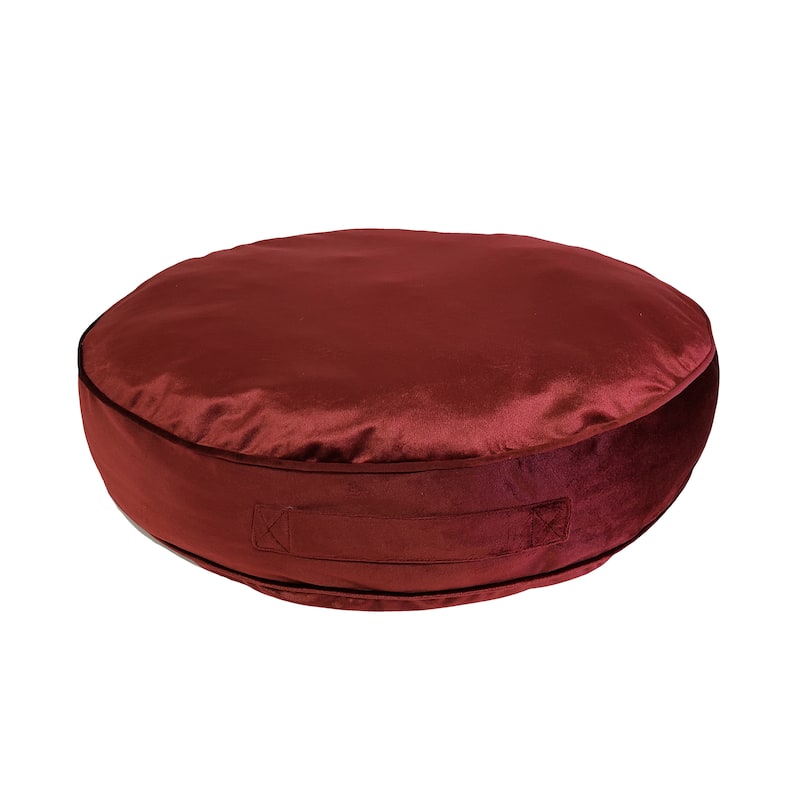 Edie At Home Panne Velvet Round Floor Pillow 24' Round Merlot - Polyester - Specialty - Red - Accent