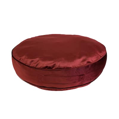 Edie At Home Panne Velvet Round Floor Pillow 24' Round Merlot