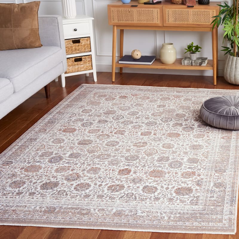 SAFAVIEH Harlow Lanita Vintage Distressed Rug - 6'3" Square - Grey/Ivory Blue