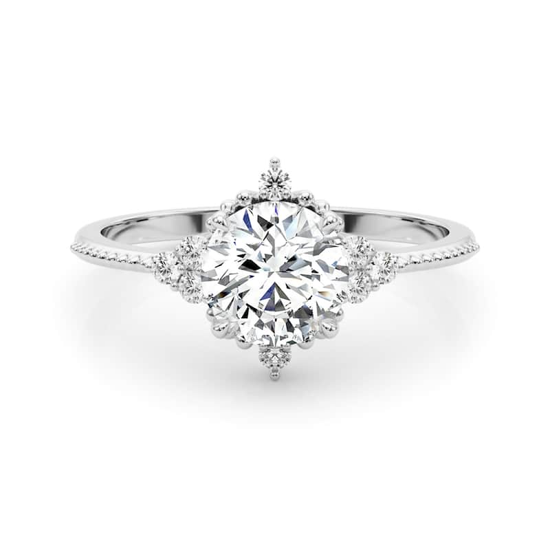 Auriya 14k White Gold Lab Grown Round Diamond Halo Engagement Ring 0.50 to 5.00 ct. tw. (F-G VS)