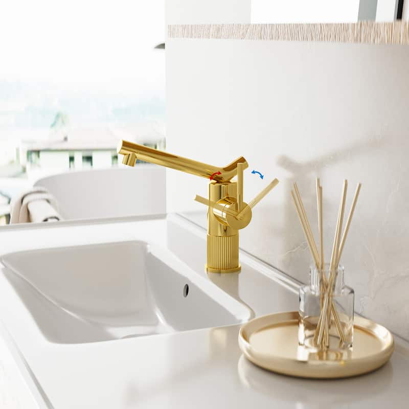 8"H Solid Brass Creative Single Handle Single Hole Bathroom Sink Faucet