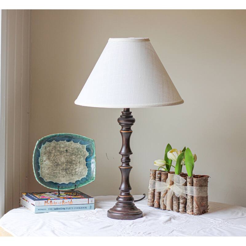 Deep Cone Hardback Lampshade with Washer Fitter, Beige Color Fabric Lampshade for Table Lamps, Natural Linen
