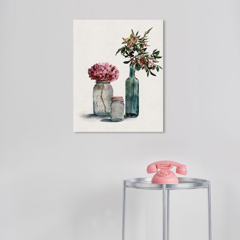 Wynwood Studio Canvas Floral and Botanical Contemporary Florals White and Rose Pink Farmhouse Wall Art Canvas Print - 16 x 20