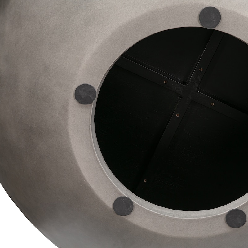 HomeRoots 48" Black And Gray Solid Wood And Concrete Round Coffee Table - 48.00 in. x 15.00 in. x 48.00 in.