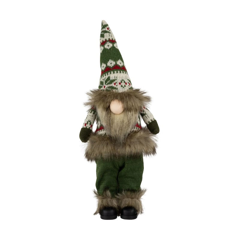 Standing Gnome with Knitted Outfit Christmas Figure - 19" - Green
