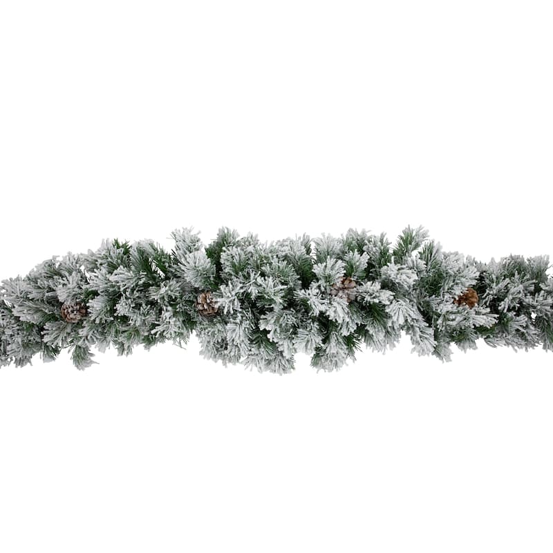 6.75'x12" Flocked Angel Pine Pine Cones Artificial Christmas Garland