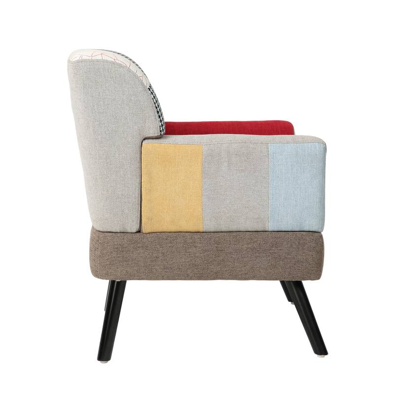 Colorful 22.5" Buttons Tufted Accent Chair with Wood Legs