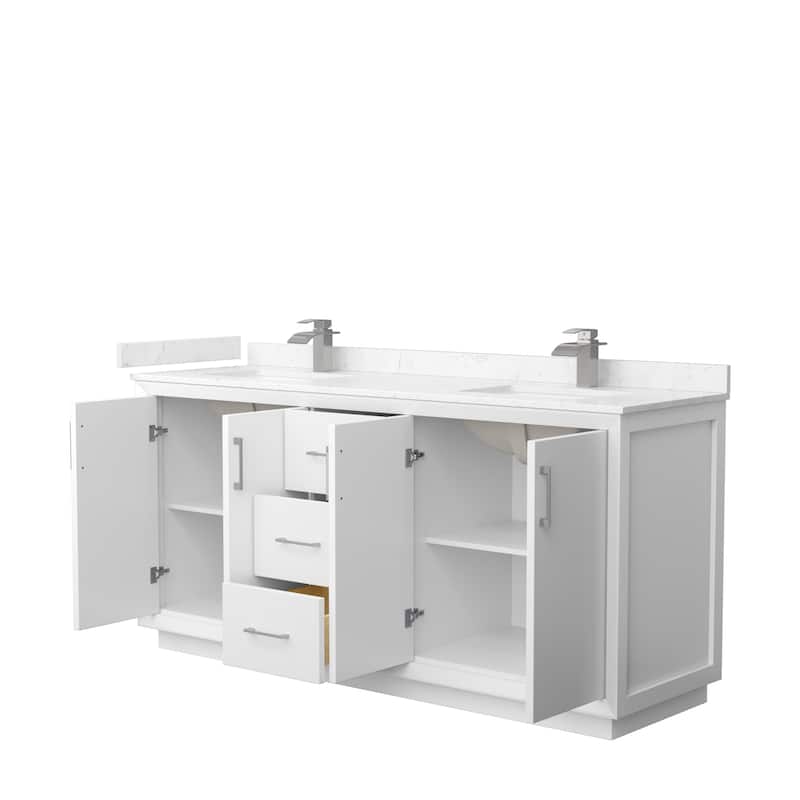 Strada 72-Inch Double Vanity Set, Cultured Marble Top