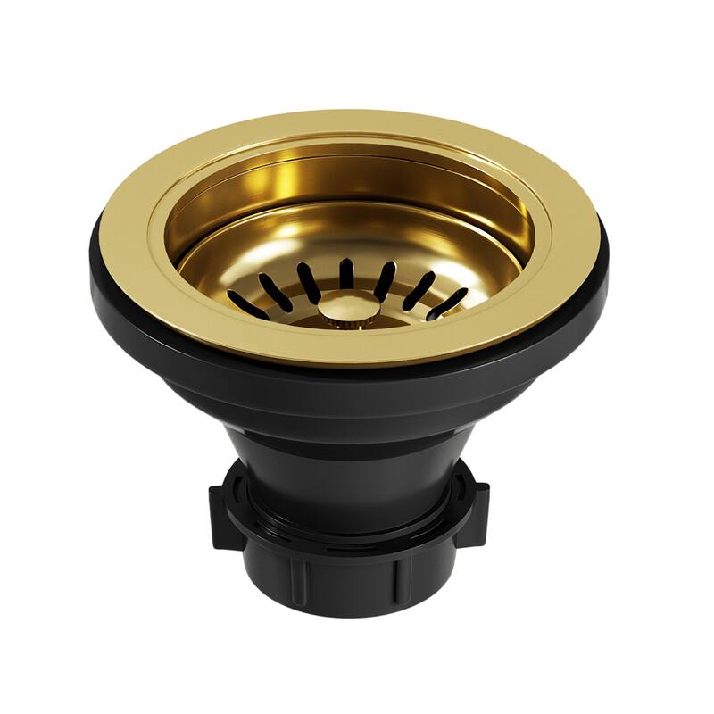 VIGO 3.5" W Kitchen Sink Drain Assembly with Strainer and Basket Stopper - Matte Brushed Gold