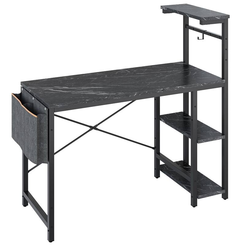 Computer Desk Home Office Desk with LED & Adjustable Shelves