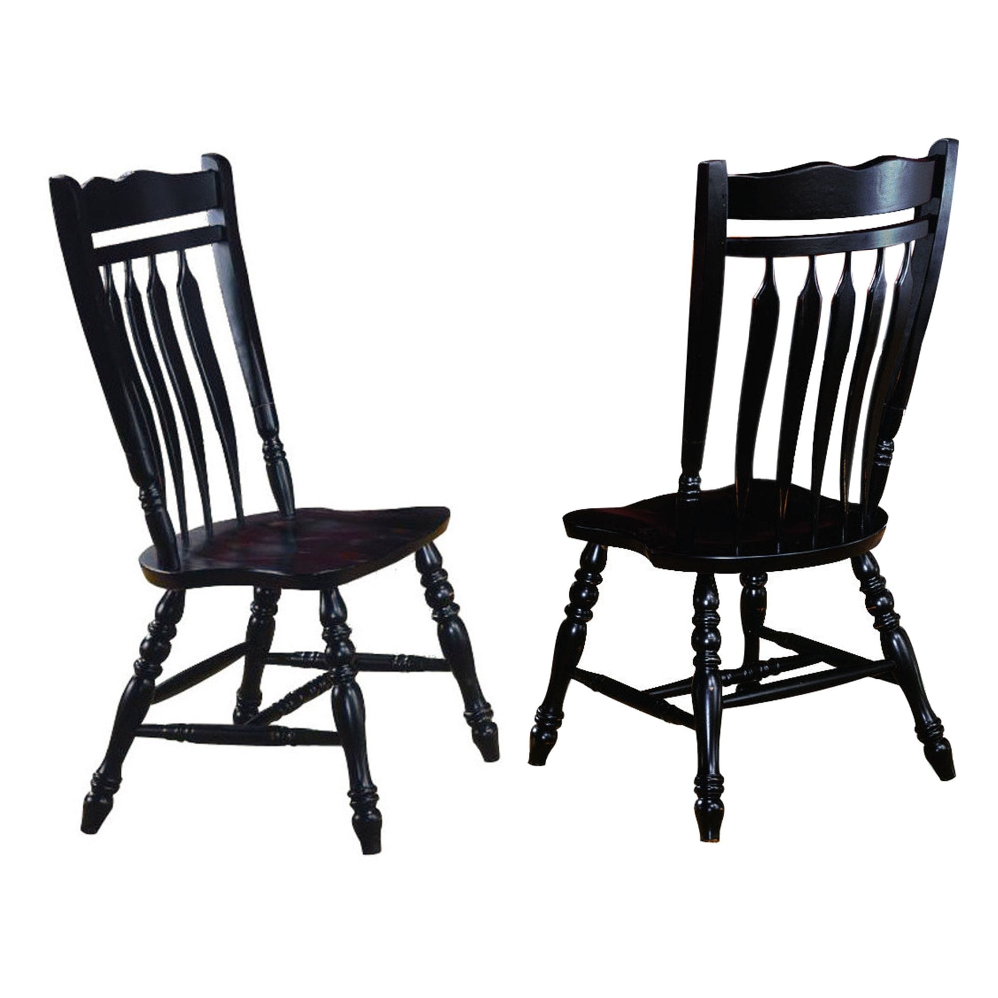 Shop Set Of 2 Antique Black Curved Back Wooden Dining Chairs 42 On Sale Overstock 29857616
