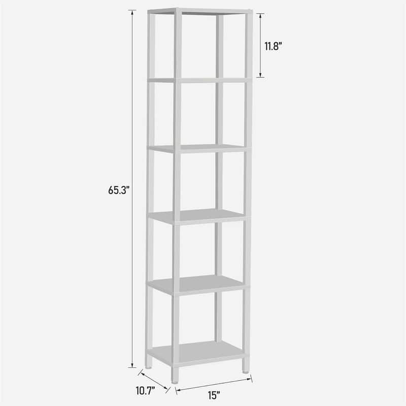 6 Tier Tall Book Shelf - 10.7"D x 15"W x 65.3"H
