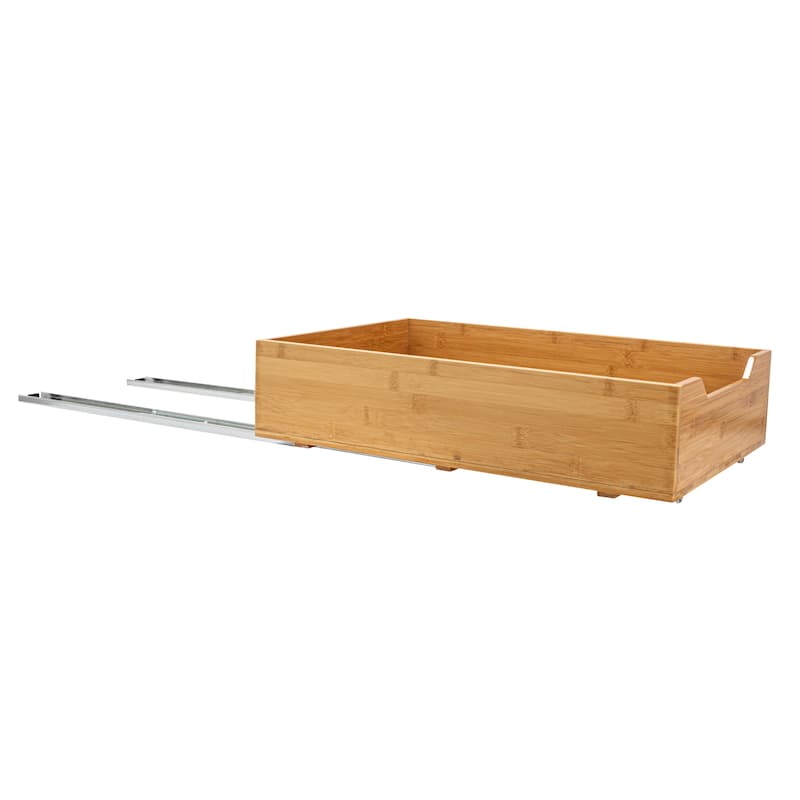 Household Essentials 1-Tier Bamboo Pull-Out/Slide-Out Storage Organizer - 21.0"L x 14.0"W x 5.5"H