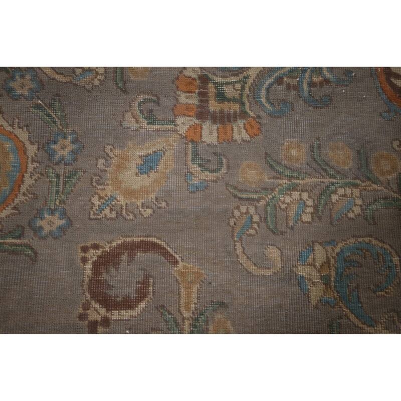 Gray Tabriz Persian Vintage Area Rug Handmade Wool Carpet - 9'6"x 12'7"