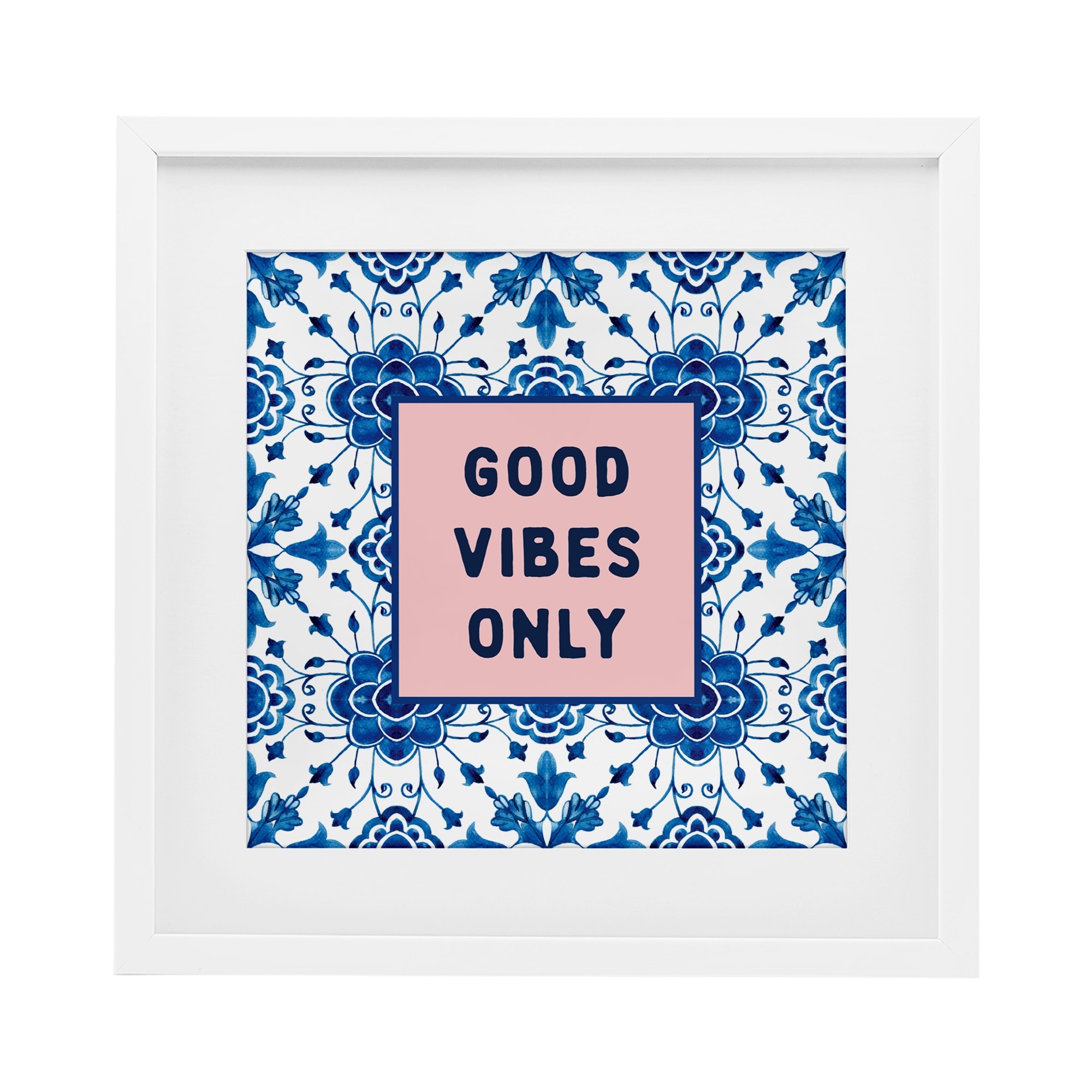 Stupell Good Vibes Only Boho Under Glass Framed Design By Lettered and Lined