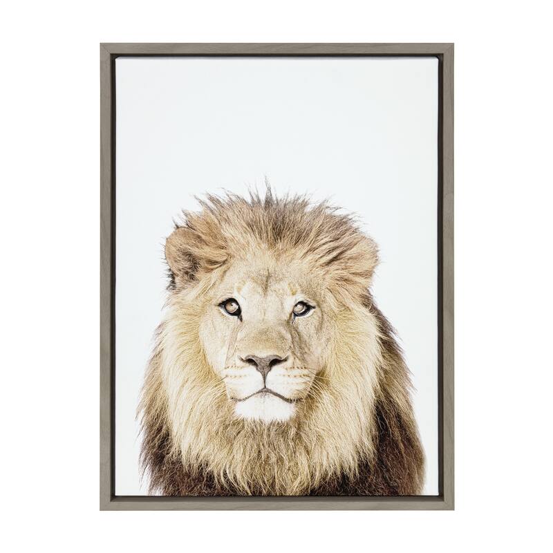 Kate and Laurel Sylvie Lion Thinking Portrait Framed Canvas by Amy Peterson Art Studio