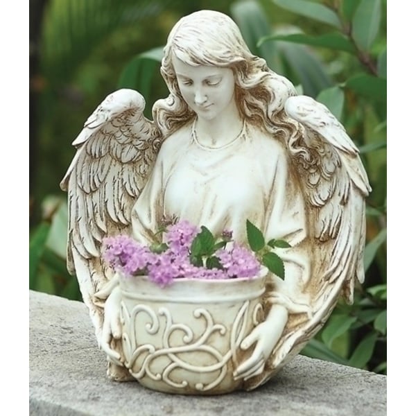12.5" Ivory Religious Angel Bust Outdoor Patio Garden Planter - N/A
