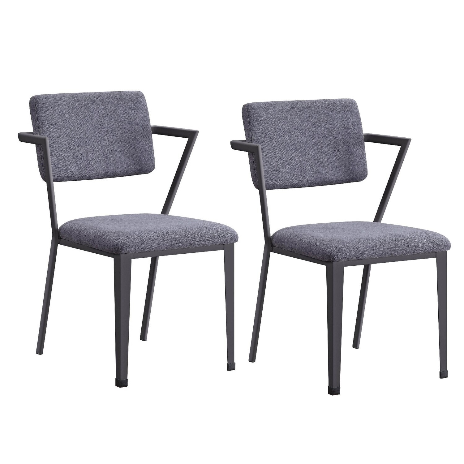 Black/Gray Fabric Upholstered Metal Frame Dining Chair, Set of 2, Sturdy Dining Chair for Dining Rooms - 20.5