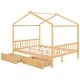 preview thumbnail 16 of 36, House-shape Bed for Boys Girls Low Toddler Floor Bed with Roof Design