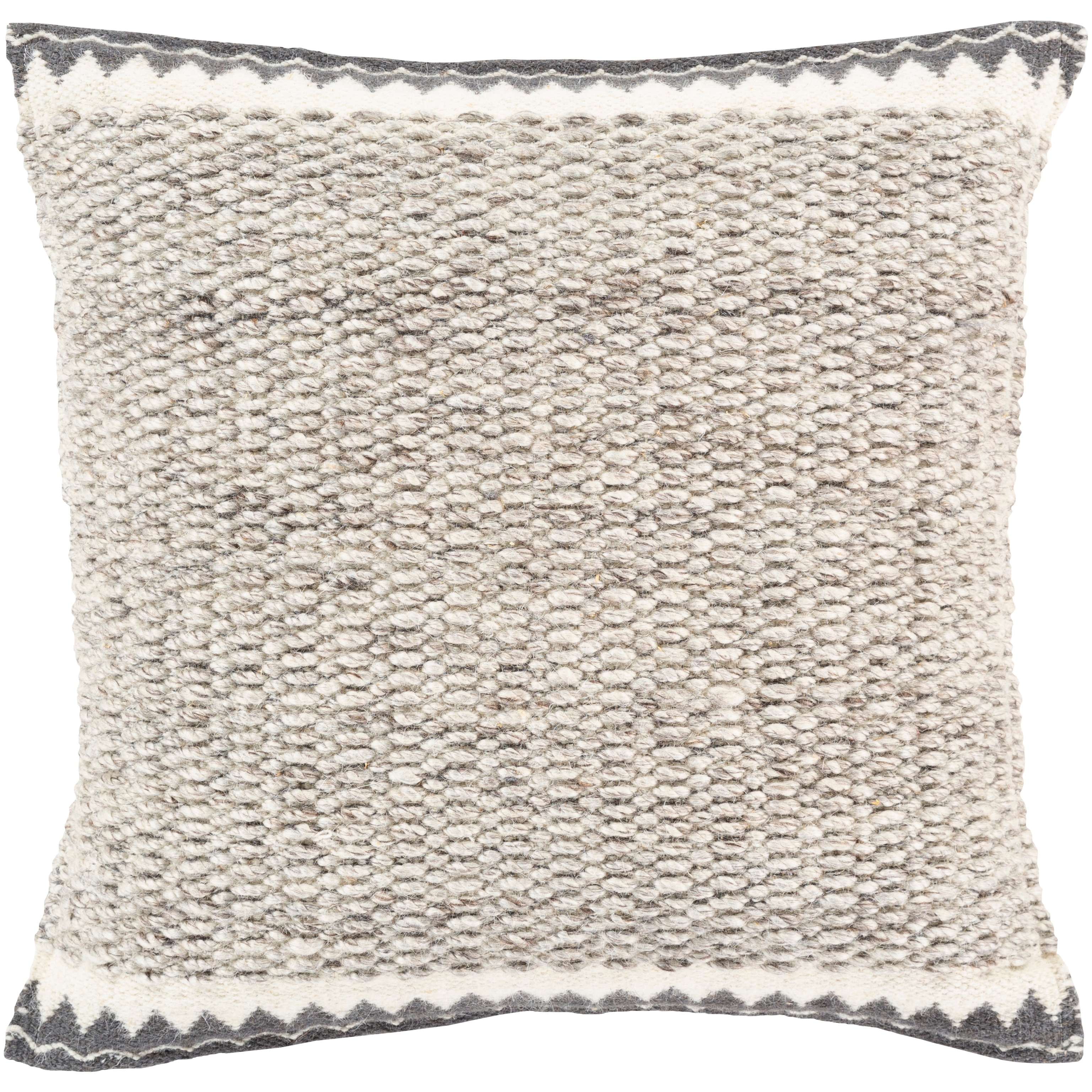 22X22 Gray Tonal Bead + Dart Pattern Throw Pillow