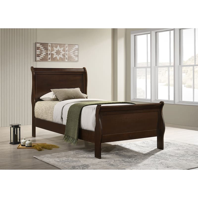 Louis Philippe Traditional Wood Sleigh Bed