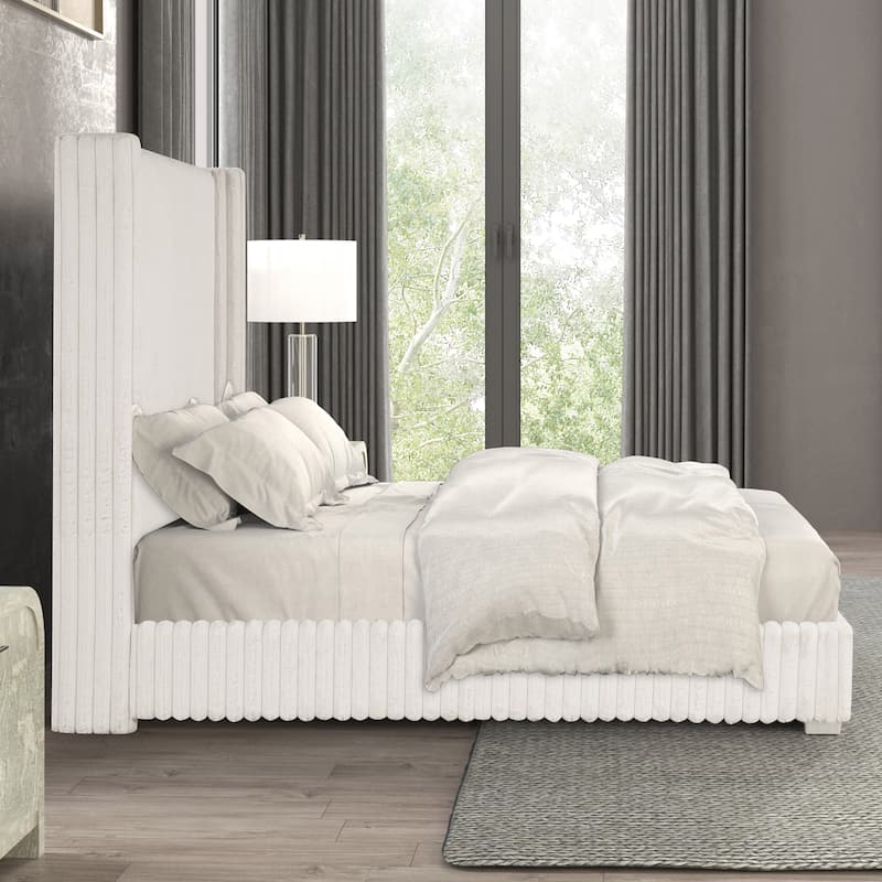 Furniture of America Draper Modern Chenille High Wingback Platform Bed