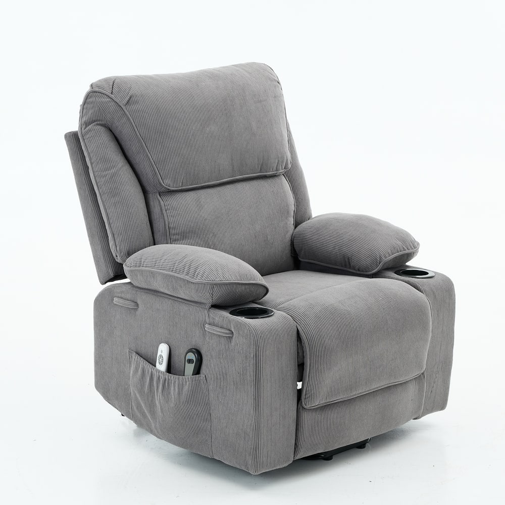 Power Lift Recliner Chair - Remote Control with Heat & Massage, PU Leather, Side Pockets - Senior Mobility Assist Chair