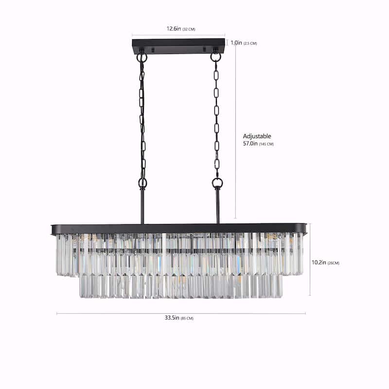 Rectangular Crystal Chandelier - Adjustable E12 Modern Industrial Light