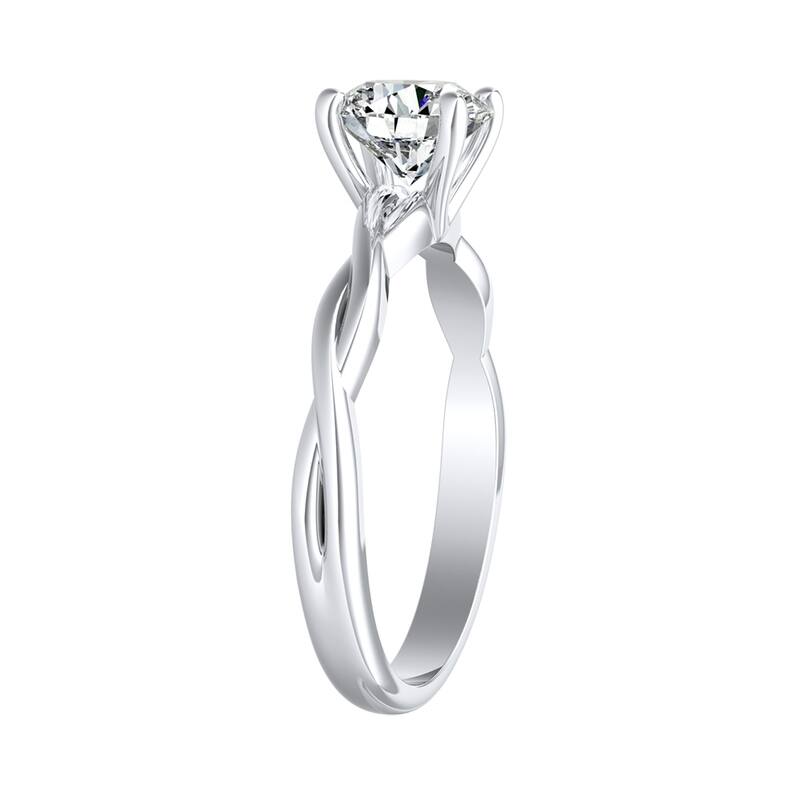 Auriya 14k Gold Twisted 1/2ctw Round Solitaire Moissanite Engagement Ring