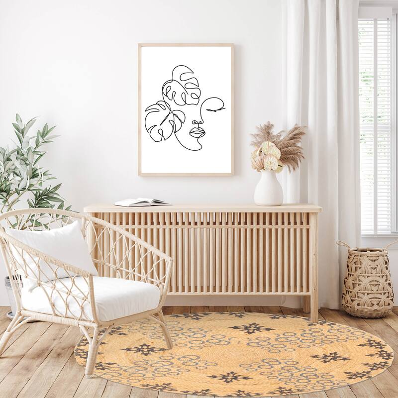 ECARPETGALLERY Braided Weave Palas Denizli Tan Jute Rug - 3'0 x 3'0