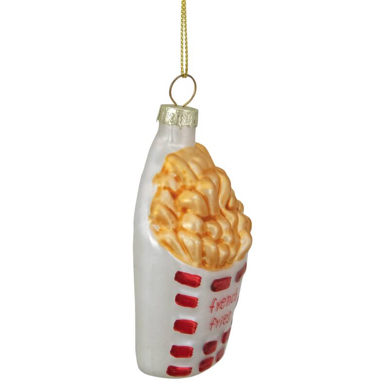 3.25" Golden Yellow Red and White French Fries Glass Christmas Ornament