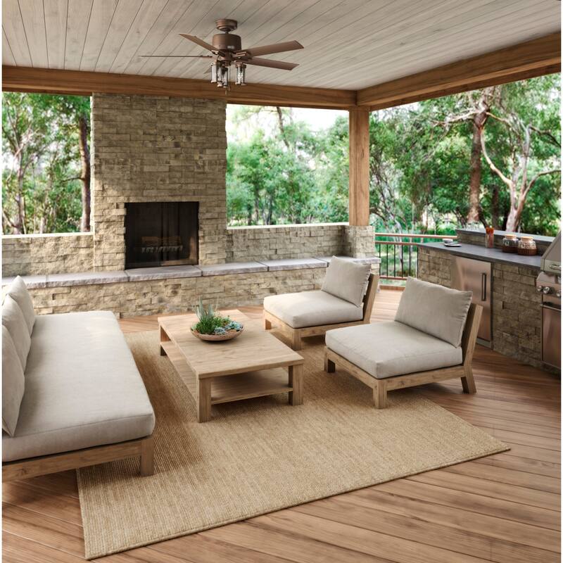 Hunter 52" Lawndale Ceiling Fan with LED Light Kit and Pull Chain, Damp-Rated - Indoor-Outdoor