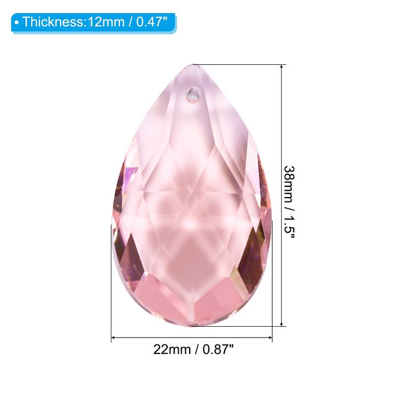 K9 Crystal Pendants Teardrop Beads, 10 Pack 38mm Chandelier Prisms DIY - Pink