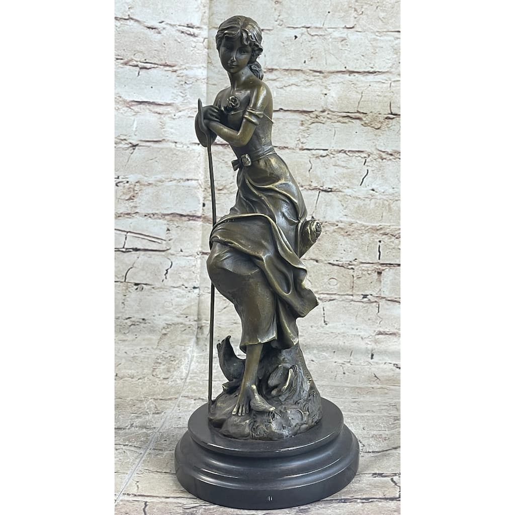 Dreaming By Auguste Moreau Art Deco Nouveau Clic Elegant Woman Bronze Statue