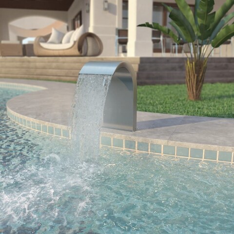 vidaXL Pool Fountain Stainless Steel 17.7"x11.8"x25.6" Silver