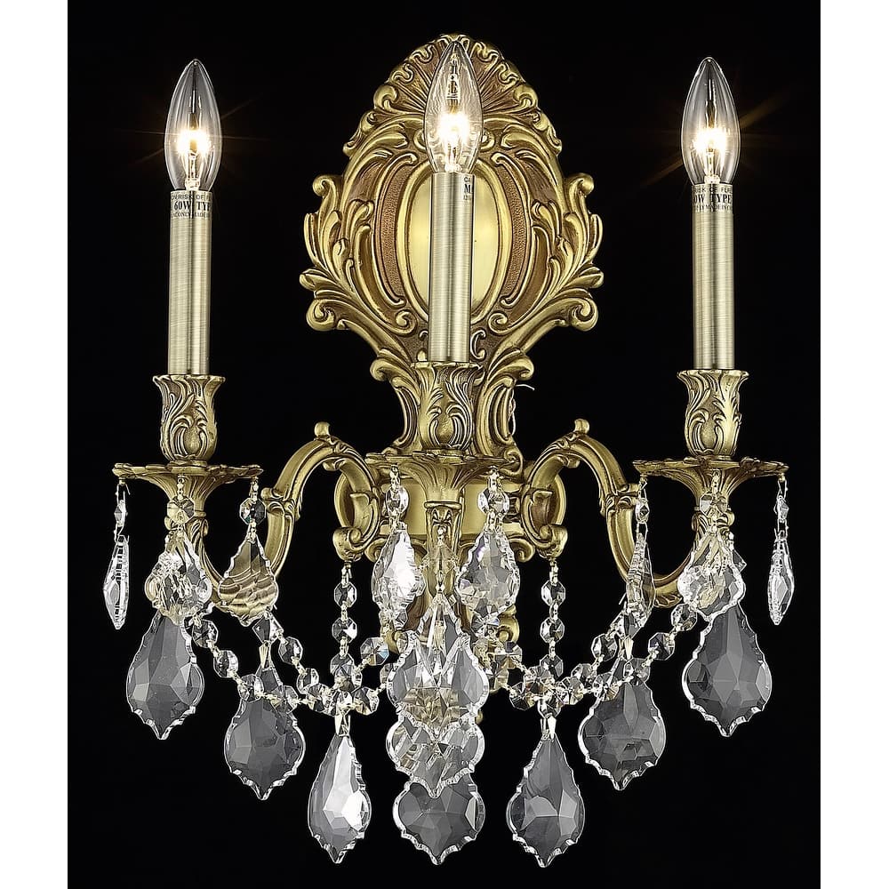 Fleur Illumination Collection Wall Sconce D:14in H:18in E:9.5in Lt:3 French Gold Finish (Elegant Cut Crystals)