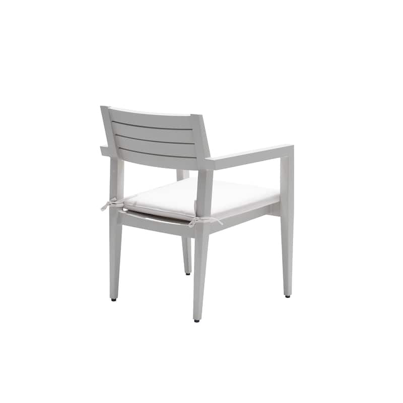 Grayish Aluminum Stationary Dining Chairs with Cushions