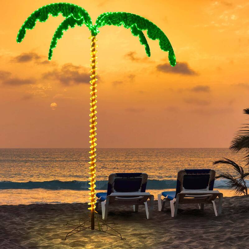 Costway 7.5 FT Lighted Palm Tree with 332 LED Lights Holographic Trunk - See Details