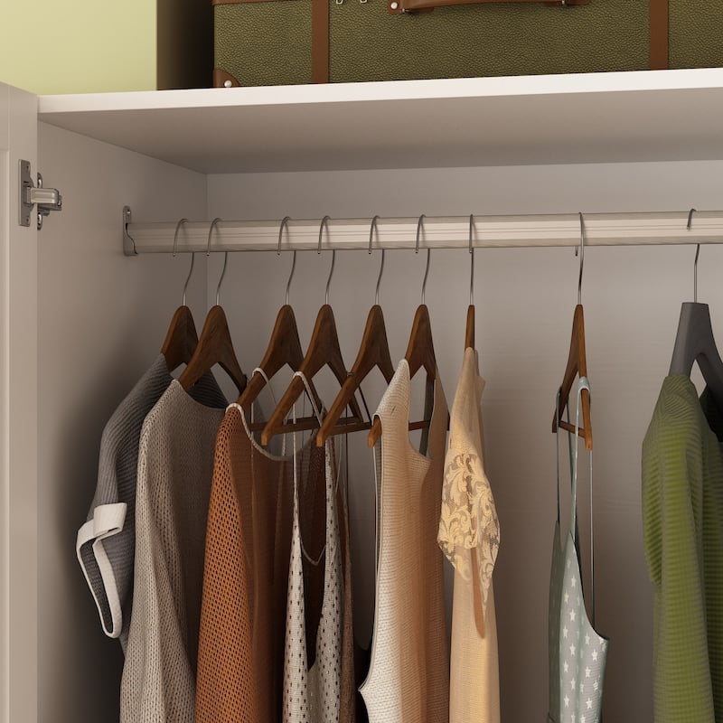 63"W Family Wardrobe/Armoire/Closet by Timechee with Mirror Doors