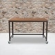 preview thumbnail 1 of 5, Computer Table and Desk in Brown Oak Wood Grain Finish with Metal Wheels Brown Oak