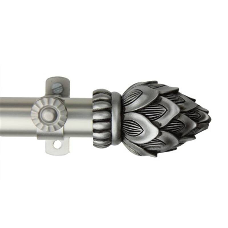 Satin Nickel Curtain Rod 48-84 Inch - Metal Window Rod with Finials - Wall Mount Decor - 84