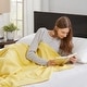 preview thumbnail 6 of 29, Madison Park Liquid Solid Colored Woven Cotton Blanket Full - Queen - Yellow
