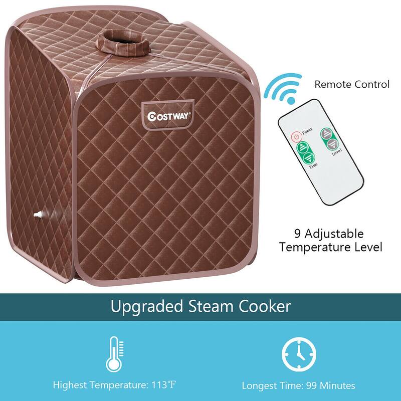 Costway Portable 2L Steam Sauna Spa Tent with Chair Grey/Black/Coffee