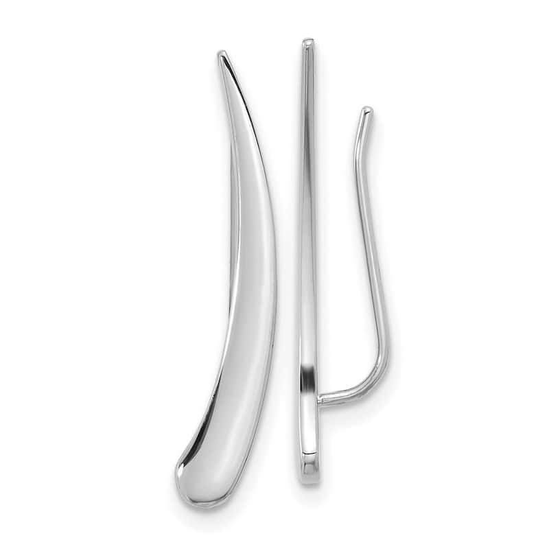 Curata 14k White Gold Polished Pointed Ear Climber Earrings - 28x3.8mm