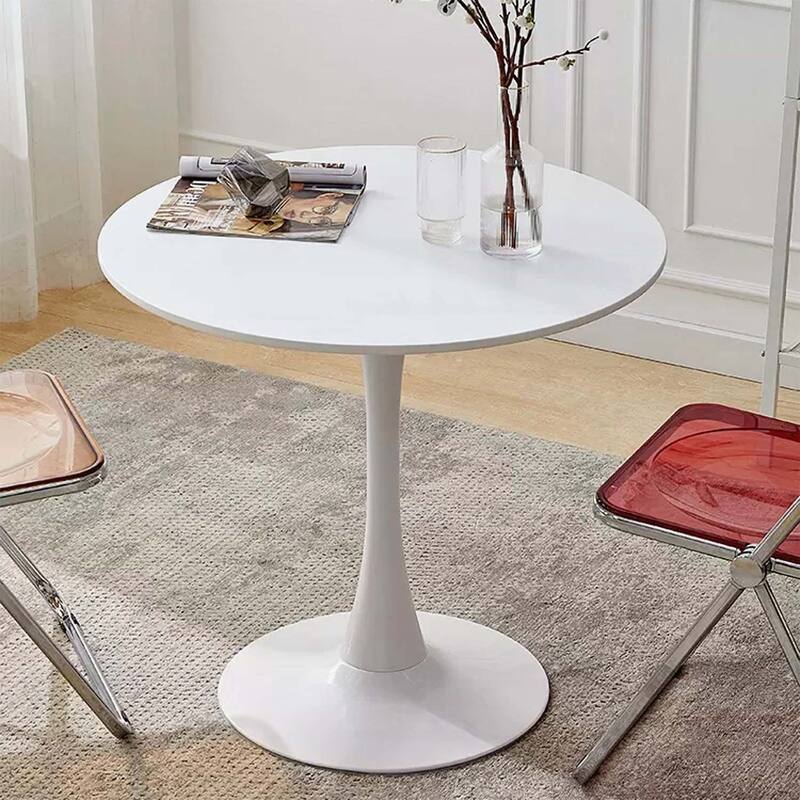Modern Round Dining Table,Ideal for Compact Spaces and Stylish Interiors - White